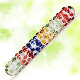 Women Crystal Glass Colourful Penis Dildo Beads Plug Massage Wand Stimulate BDSM