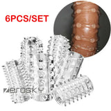 6PCS Male Cock Penis Sleeve Sex Toys Extension Extender para hombres mujeres pareja Set