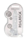 Realrock Crystal Clear 7 inches Dildo with Balls and Suction Cup Based, New