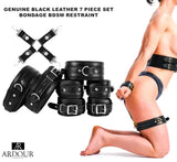 BDSM Toys Sex Play Game for Couples Wrist, Ankle, Thigh Cuffs & Neck Collar 7 pc