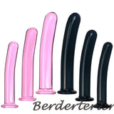 Black/Pink 3 Sizes Bent Bar Crystal Glass Female Masturbation Anus Expansion Toy