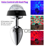 Voice Control Butt Plug LED Light Up Anal Sex Toy BDSM Anal Play Toy for Her His