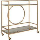 Ashley Jackford Glass and Metal Bar Cart in Antique Gold