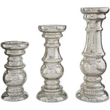 Ashley Rosario 3 Piece Mercury Glass Candle Holder Set in Silver