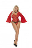 Long Sleeve Lace Teddy - Queen Size - Red